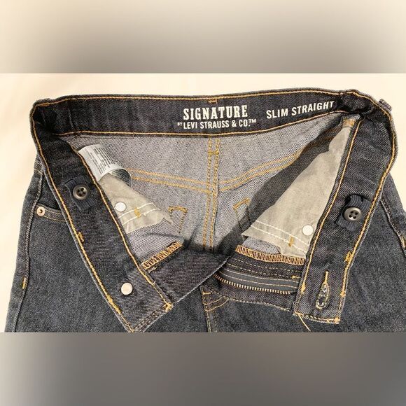 Boys Levi’s slim straight adjustable waist dark blue wash denim jeans. Size 14 R - Picture 9 of 9